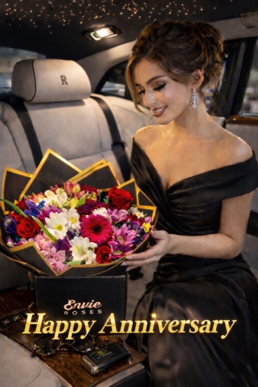 Luxury anniversary flowers available for same-day delivery across Birmingham by Envie Roses Prestige.